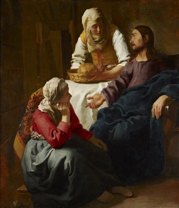 Jesus in the house of Martha and Mary - a painting by Johannes Vermeer